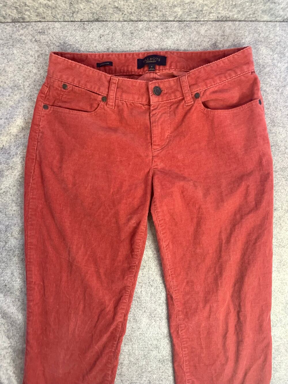 Talbots Stretch Corduroy Straight Leg 5 Pocket Pants, Salmon, Woman's 4 Preppy